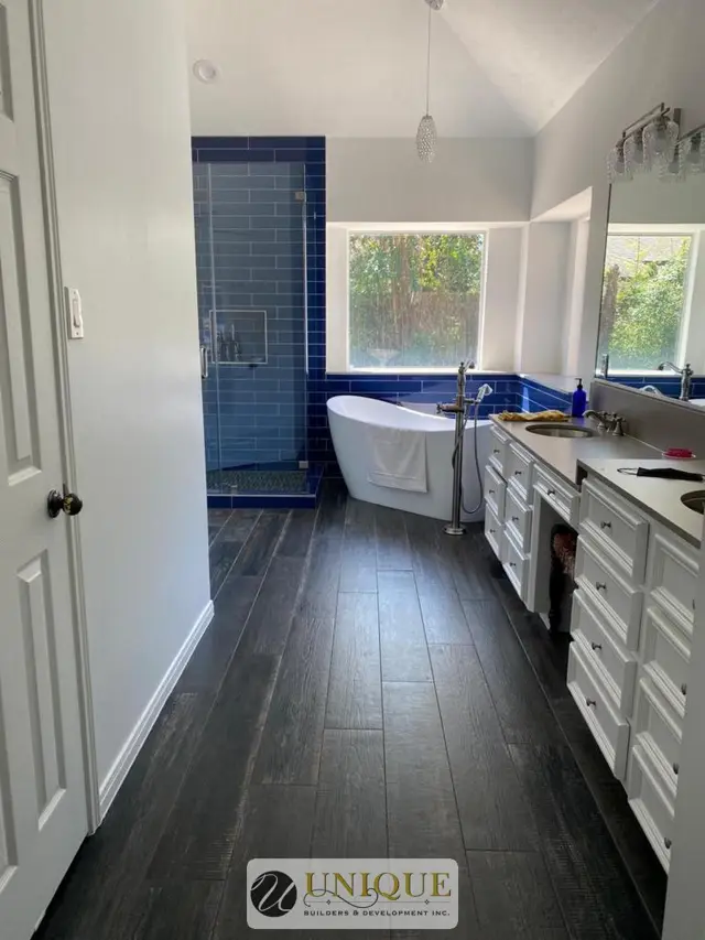 Remodeled bathroom with double vanity