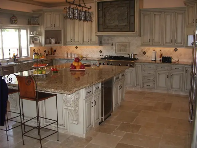 Remodeled kitchen with island seating