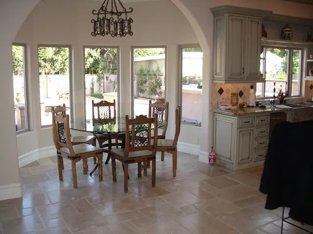 Open kitchen and dining area
