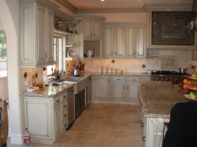 Light kitchen with granite countertops